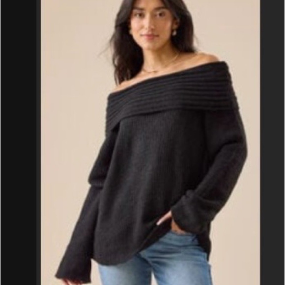 Altar'd State Off-Shoulder Charcoal Sweater